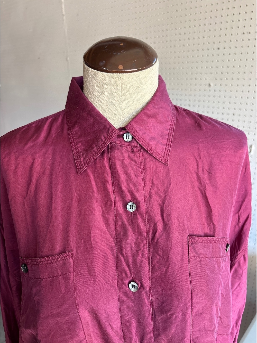 House Arts Burgundy Long Sleeve Button-Up Shirt Medium